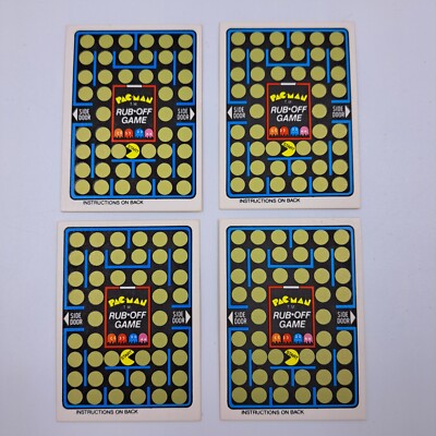 1980 Fleer Midway Pac-Man: Rub Off Scratch Game Cards (x4) | Unscratched