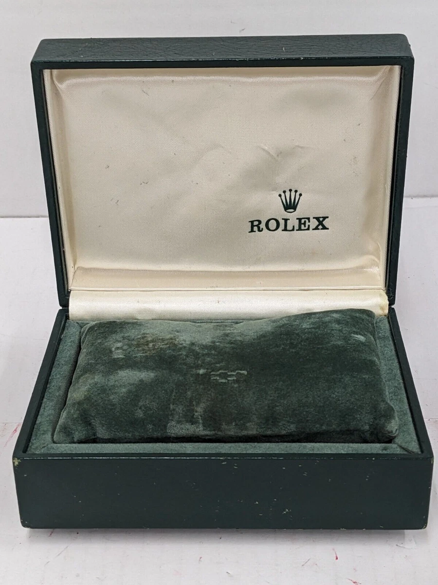 VINTAGE GENUINE ROLEX watch box case green wave wood leather 230924012y6S