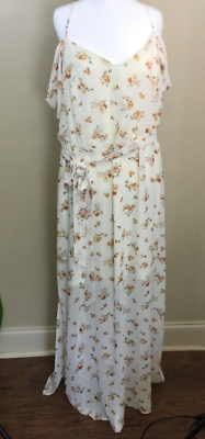 FAVLUX Fashion Floral Print Womens Strappy Ivory Maxi Dress 3X | eBay