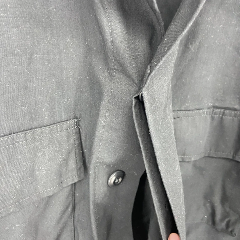 Tru Spec Men XL Tactical Shirt Military Button Front Solid Black Multiple Pocket - Image 2 of 4
