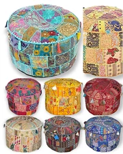 20" Ottoman Pouf Cover Vintage Footstool Pouffe Patchwork Wholsale Lot 10 piece