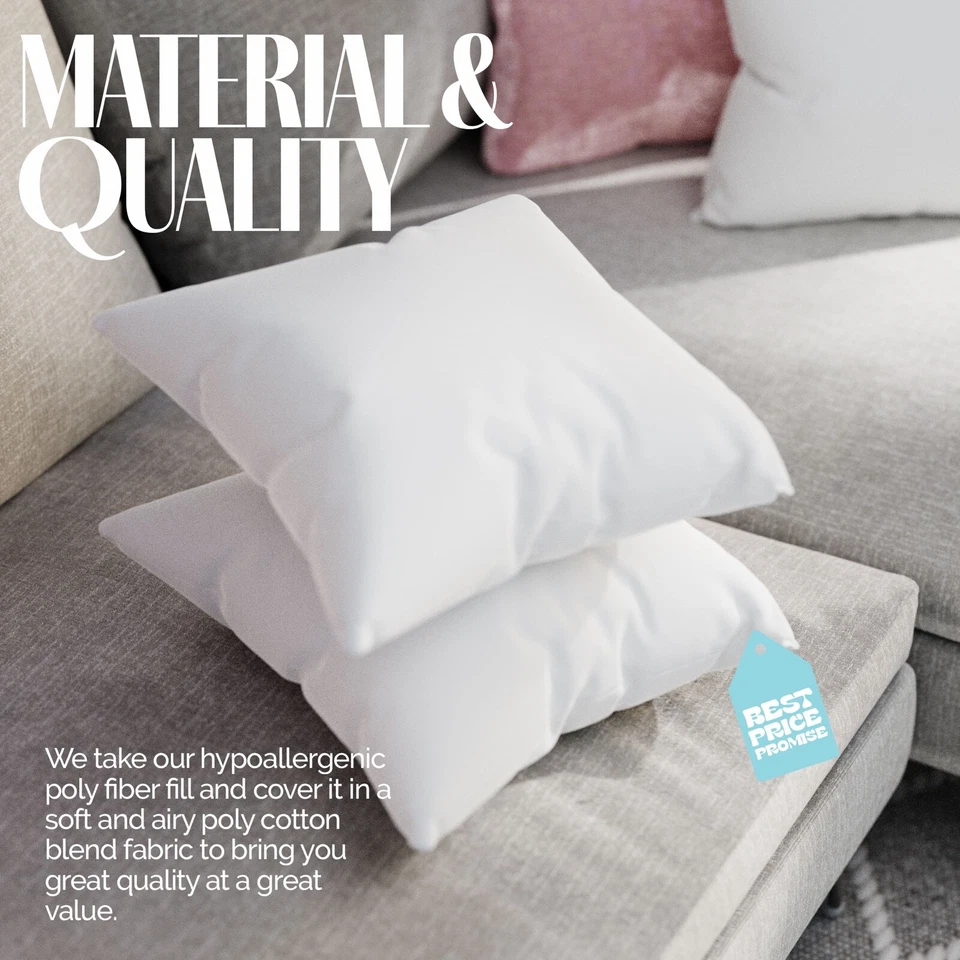 26x26 Discount Pillow Factory Euro Throw Pillow Inserts Made USA Hypoallergenic - Image 4 of 4