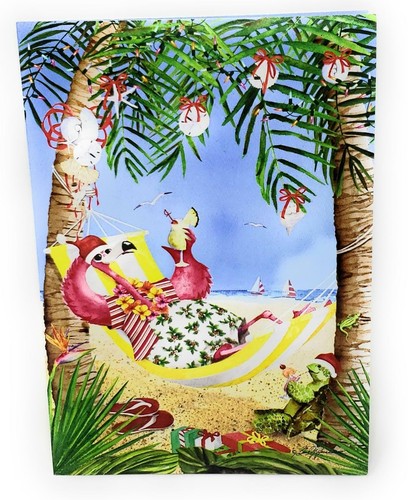 Holidays at the Beach Christmas Cards - Pack of 10 Cards with Envelopes - Picture 1 of 2