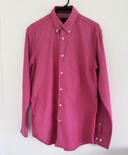 Tattersall London Men Pink Long Sleeve Button Down Shirt Classic Size 15.5 34/35