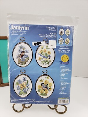 Janlynn 004-0865 Lot de 3 kits de broderie Oiseaux de jardinage 7,6 x 10,2 cm