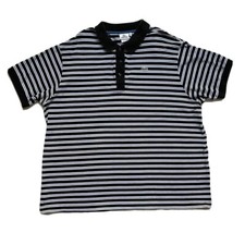Lacoste Polo Shirt Mens 9 Short Sleeve Striped Golf Casual Beach Cotton Black