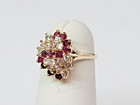 STUNNER 13.7ky Gold 1.01 ctw. Natural Ruby and Diamond Cluster Ring Sz 6.25 — photo 3
