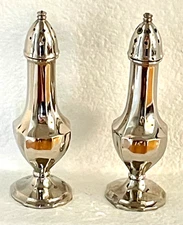Silvertone Chrome? Metal Salt & Pepper Shakers Vintage 1009 stamped