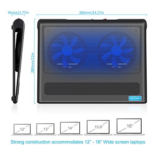 TECKNET Laptop Cooling Pad, 12"-16" Laptop Cooler with 2 Ultra Quiet Fans, - 第 5/5 張圖片