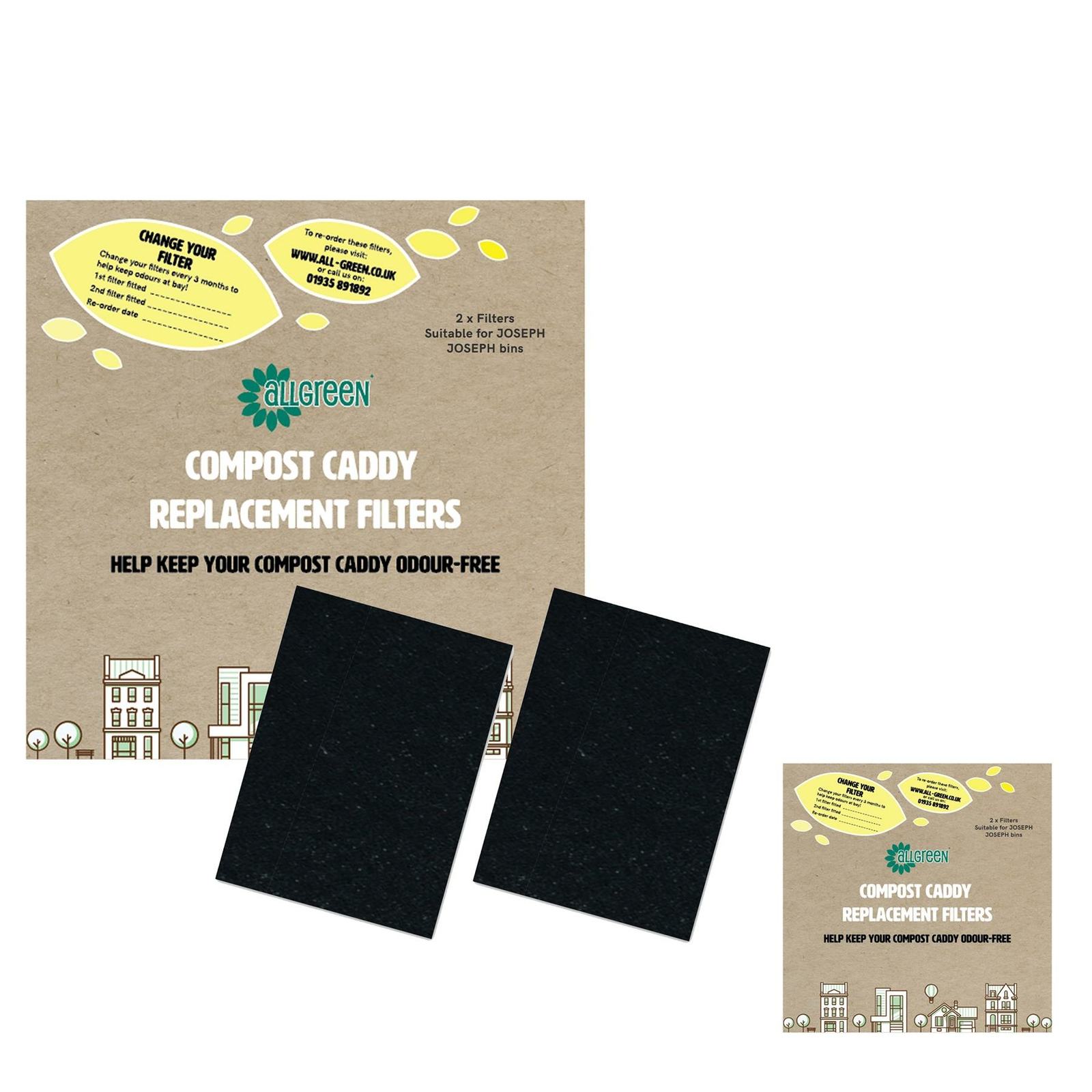 Compost Caddy Spare Filters - For Joseph Joseph Caddies (Pack of 4)