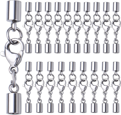 20 Stck. Edelstahl Lederband Enden mit Karabinerverschluss Verbinder für Schmuck - Bild 12 von 12