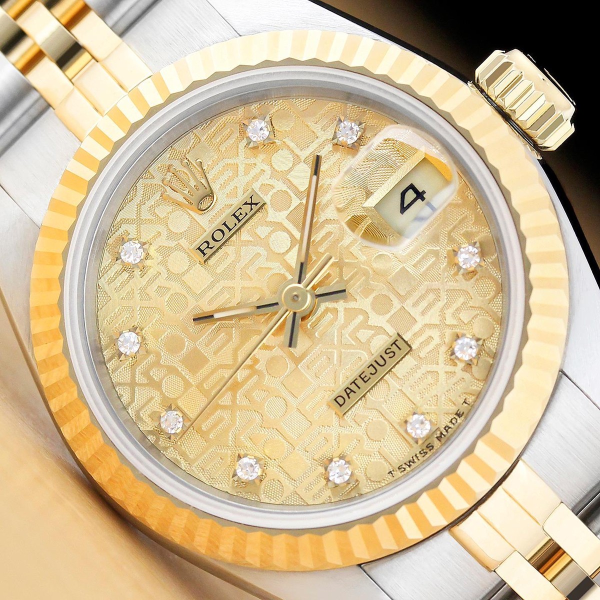 ROLEX LADIES DATEJUST 69173 FACTORY JUBILEE DIAMOND DIAL 18K GOLD