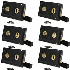 Pack of 6 Black Rim Sashlock Fluted Traditional Shed Gate Cottage Victorian 