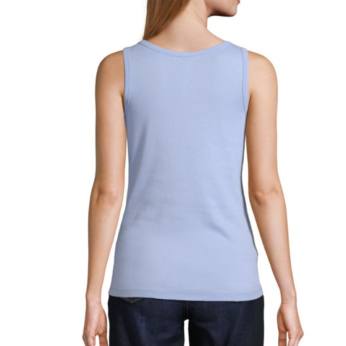St. John's Bay Women's Scoop Neck Tank Top Size MEDIUM Blue Cast 100% Cotton - 第 2/2 張圖片