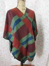 SERRA, WOMEN'S NEW RUST/OLIVE/BLUE POLY CHECKED WRAP, SIZE ONE SIZE