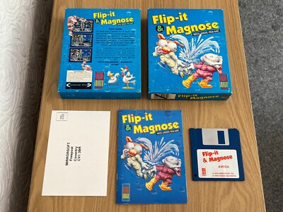 Amiga Flip-it & Magnose Vintage 1990 Spiel - Boxed & Working - Make Any Offer 