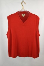 Woolrich Men's Sweater Vest SZ XL Red V Neck Pullover Cotton Wool Blend