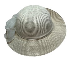 White Derby Church Sun Summer Hat Bow Decor One Size Foldable Packable PO