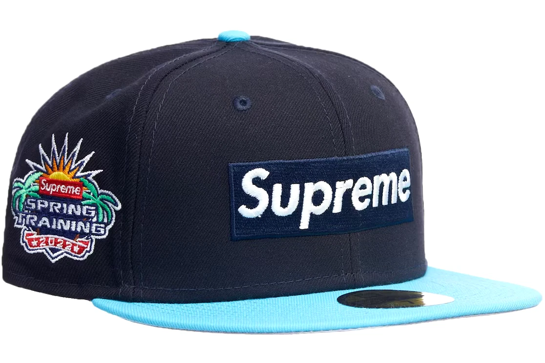 Boîte 2 tons Supreme x New Era Spring Training logo bleu taille 7 1/2 SS22