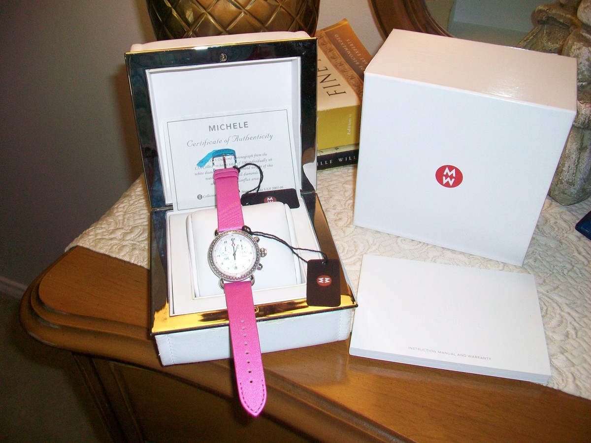 MICHELE CSX 36 DIAMOND MOP Pearl PINK DATE CHRONOGRAPH WATCH  display picture 1