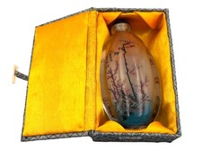Chinese Reverse Painted Snuff Bottle Landscape Glass With Box Collectable