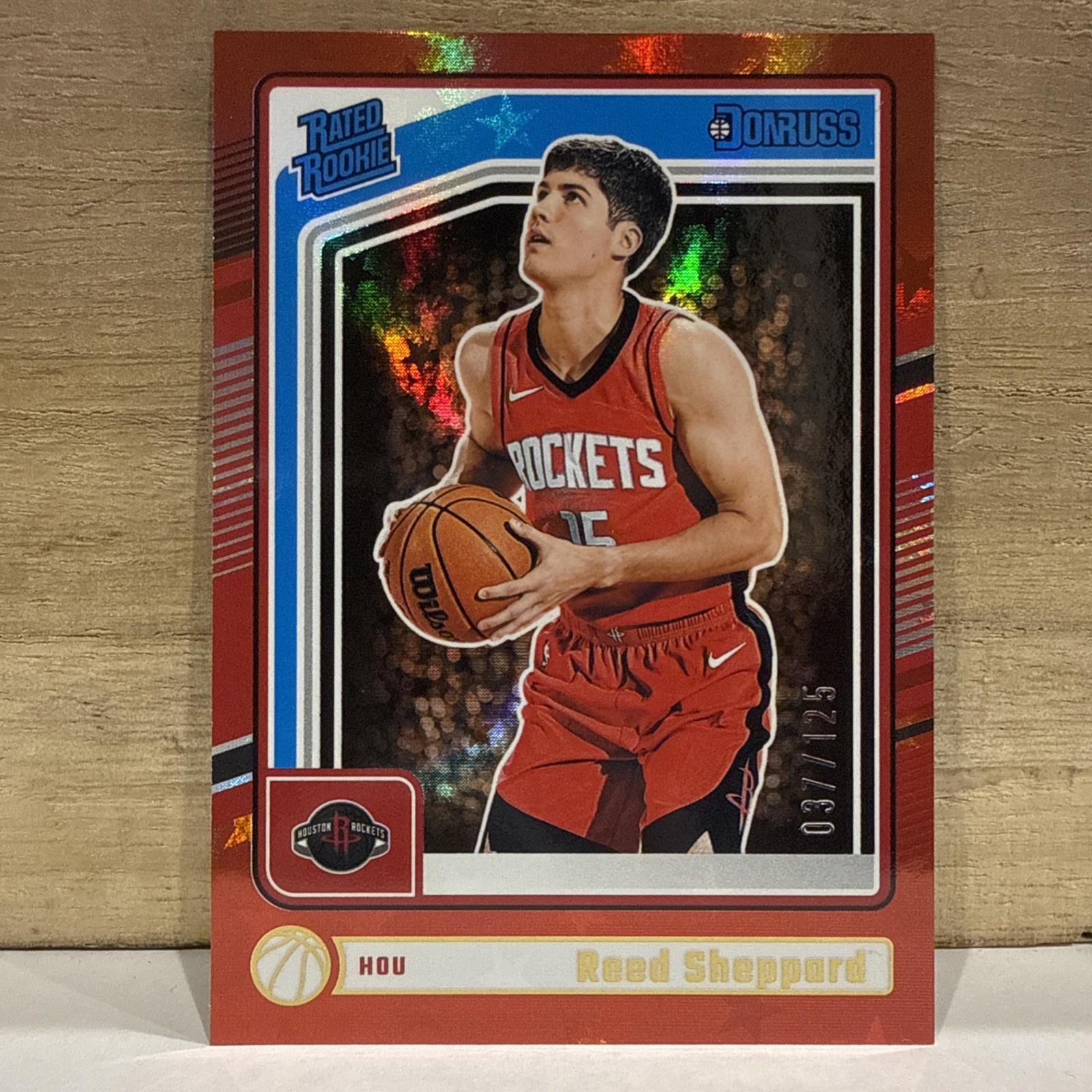 Reed Sheppard 2024-25 Donruss #202 Red Stars Rated Rookie RC Color Match /125