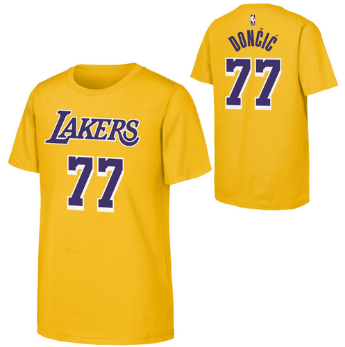 Youth Los Angeles Lakers Luka Doncic Yellow N&N Player Jersey T-Shirt - 第 3/6 張圖片