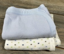 Lot of 2 Walmart Garanimals Baby Thermal Weave Blankets Blue Polka Dots