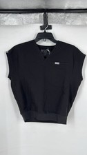 FIGS Raleigh Relaxed V Neck Scrub Top Black Womens XS 1003507 Cap Sleeve - NEW