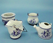 Cute Four Small Delft Blue and White Teapots