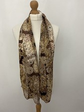 Ladies Scarf Brown Floral Retro 60s Smart Occasion Mod 