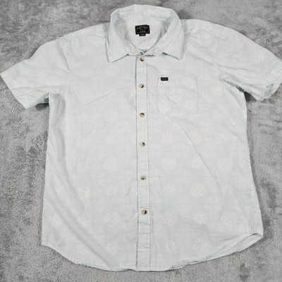 Dark Seas Division Shirt Mens Large Light Blue Short Sleeve Hawaiian Floral