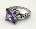 Stunning Sterling Silver Vintage 925 Cocktail Purple Cz Stone Ring. Size 8 — photo 2