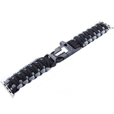 ENlife 42mm Black Gray Rope Flint Replacement Wristband for Apple Watch Sport