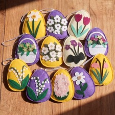 12 Pcs Spring Flower Felt Ornaments for Tree 3D Yellow Purple Flower Tree Dec...