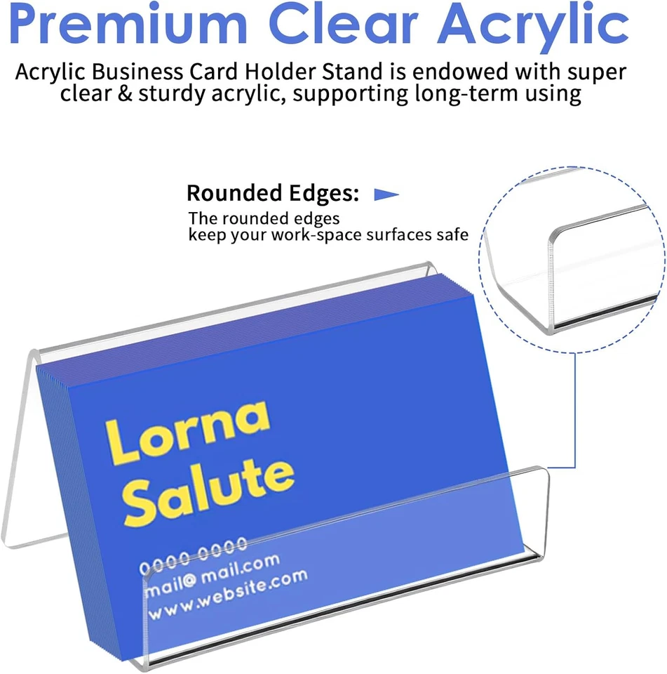 5Pcs Acrylic Business Card Holder Desk Card Stand, Desktop Business Card Holders - Изображение 3 из 4
