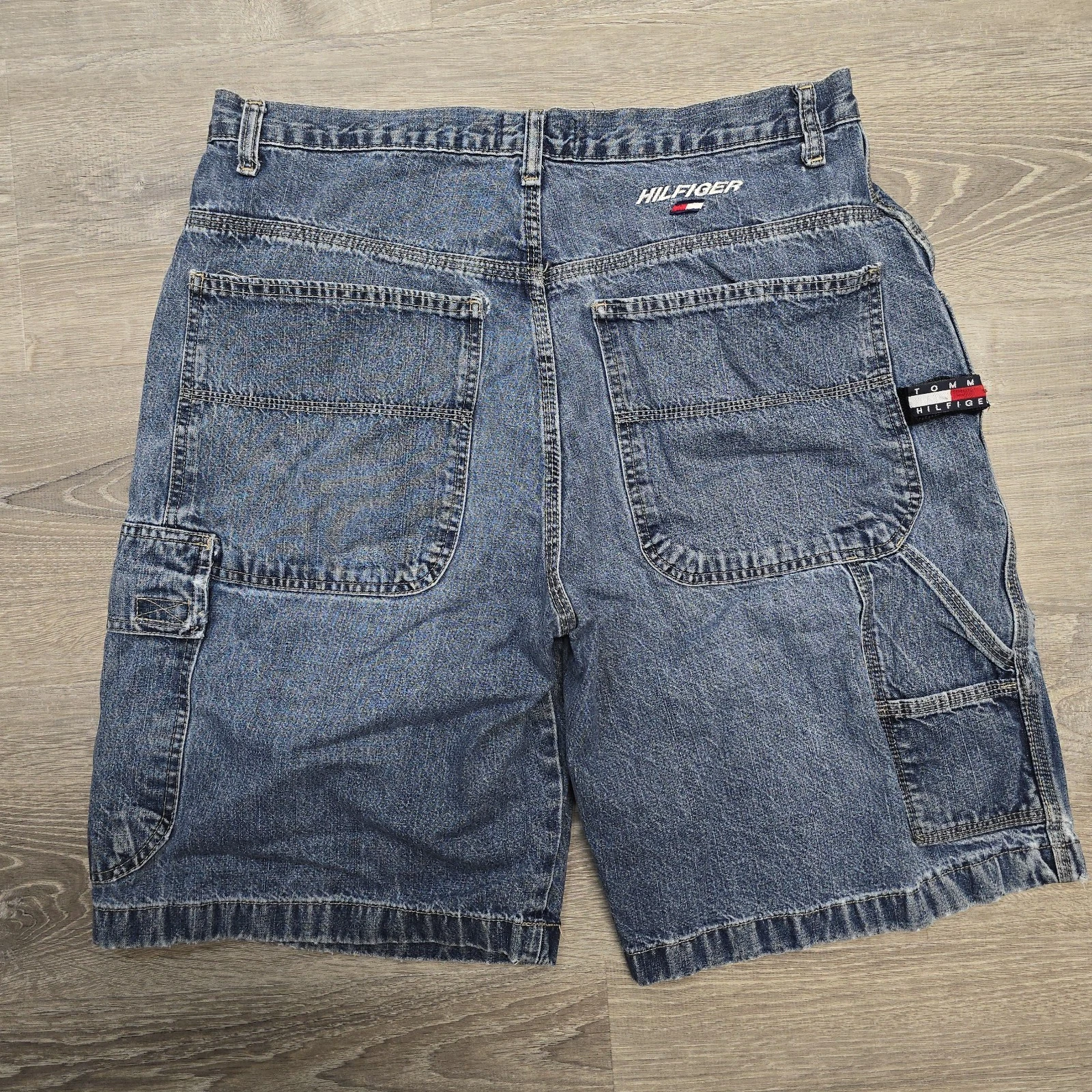 Vintage Tommy Hilfiger Denim Rare Carpenter Cargo Shorts Jorts Mens 36x11 90s