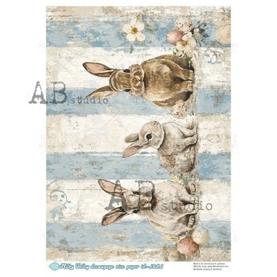 Bunny Stripes #1081 | A4 Rice Paper for Decoupage | AB Studios