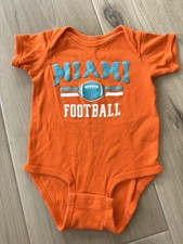 Miami Hurricanes Baby Bodysuit 0-3M Orange Football Graphic Infant One Piece