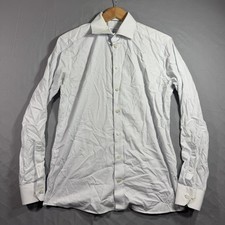 Eton Dress Shirt Mens 16 41 White Blue Micro Geo Print Slim Fit Long Sleeve