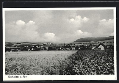 Ansichtskarte Herrhausen a. Harz, Ortspanorama von einem Acker aus 