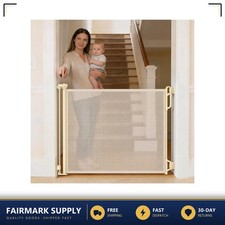 Retractable Baby Gate 45 Inch Wide Mesh Cream