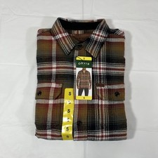 Orvis Heavyweight Flannel Shirt, Brown Plaid, 100 Cotton, Men's Small, NEW