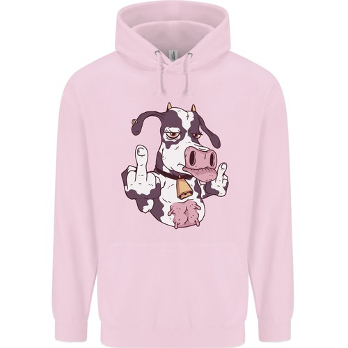 Funny Offensive Rude Cow Finger Flip Childrens Kids Hoodie - Picture 6 of 37