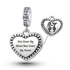 Not Sister By Blood But Sister By Heart Charm for Best Friend BFF Friendship Com