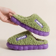 Womens Winter Slippers Plush Lined House Shoes Indoor Mule Slides Thick Sole UK