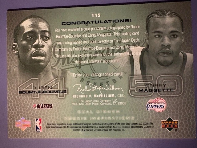 2001-02 Boumtje-Boumtje/Maggette UD Rookie Inspirations Dual Autos - 0371/1149 - Image 2 of 2