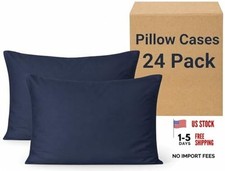 Pillow Cases Bulk Pack - Pillowcases with Envelope Closure, Standard 24 Navy