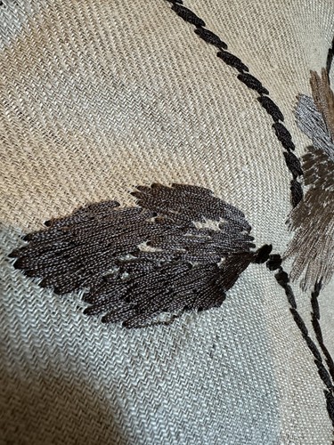 Designer EMBROIDERED Natural LINEN BLEND MULTIPURPOSE HOME DEC FABRIC BTY - Picture 4 of 10