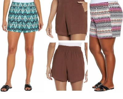 Wildfox Women's Pull-On Shorts Lightweight, Relaxed Fit, Pockets S,M,L, XL,XXL